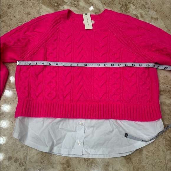 Maeve by Anthropologie Layered Cable Knit Sweater. Hot Pink. Size Medium. NWT - Picture 8 of 11